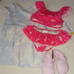 Cat & Jack Pink Floral Swimsuit and Tie-Dye Dress Set